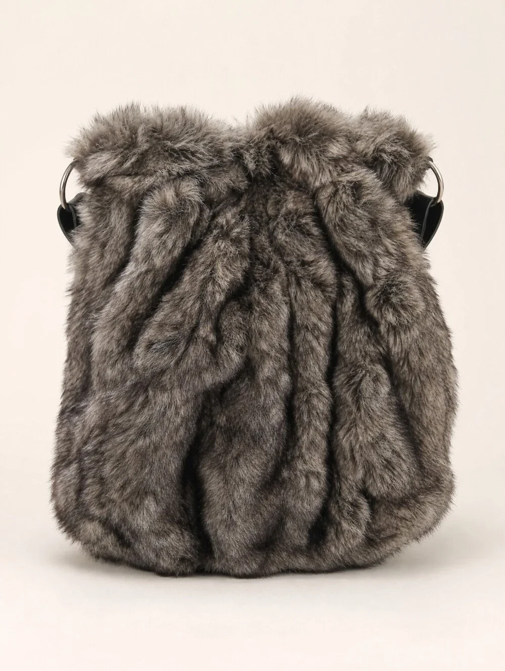 Claire's Vintage-Style Gray Faux Fur Pom Pom Shoulder Bag — New Old Stock